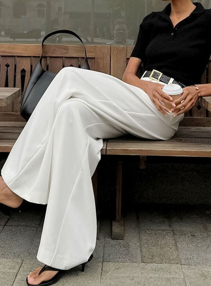 Women's High-Waist Wide-Leg Tailored Pleated Trousers