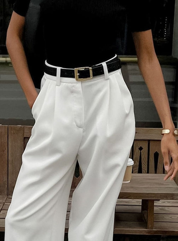 Women's High-Waist Wide-Leg Tailored Pleated Trousers