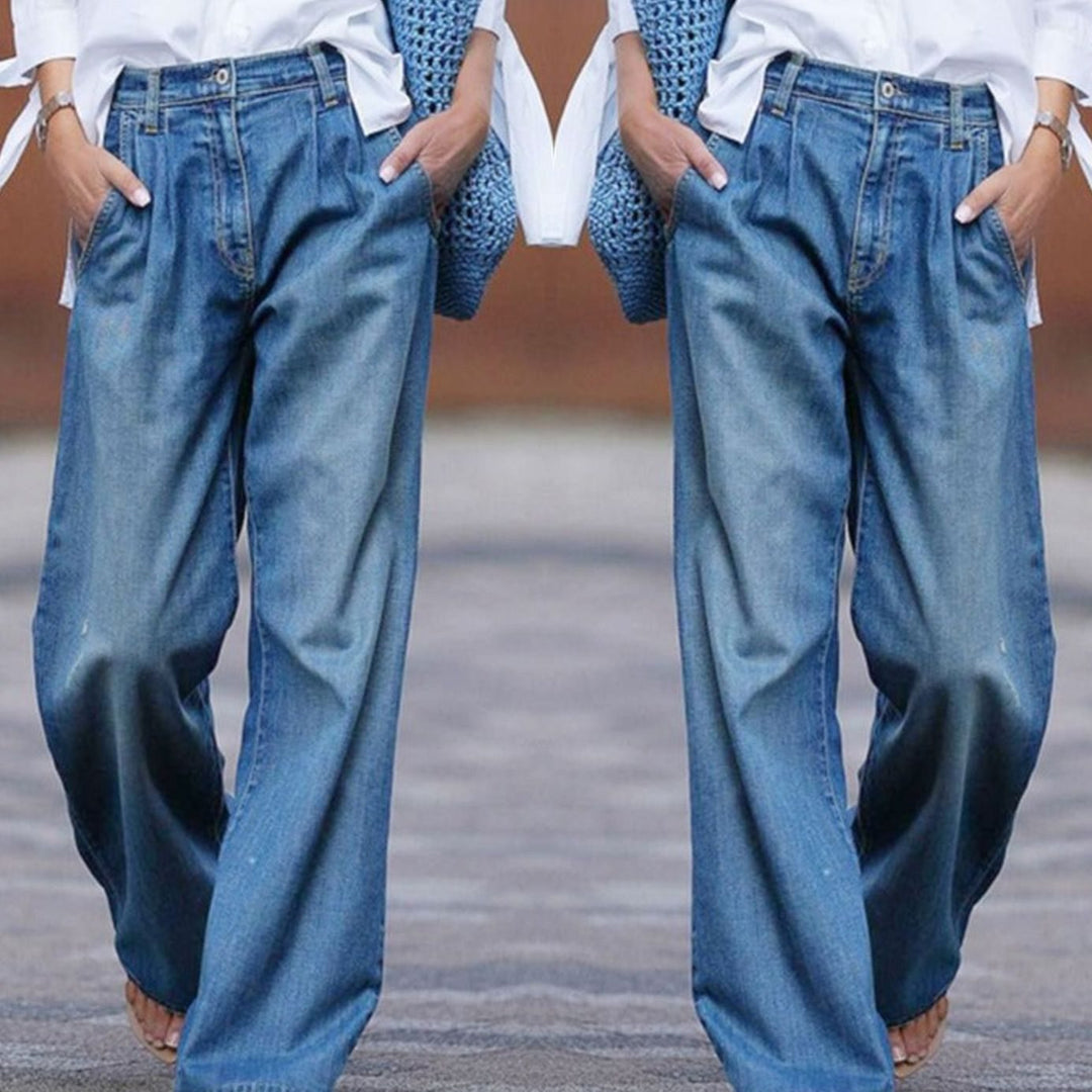Women's High-Waist Wide-Leg Vintage Denim Jeans
