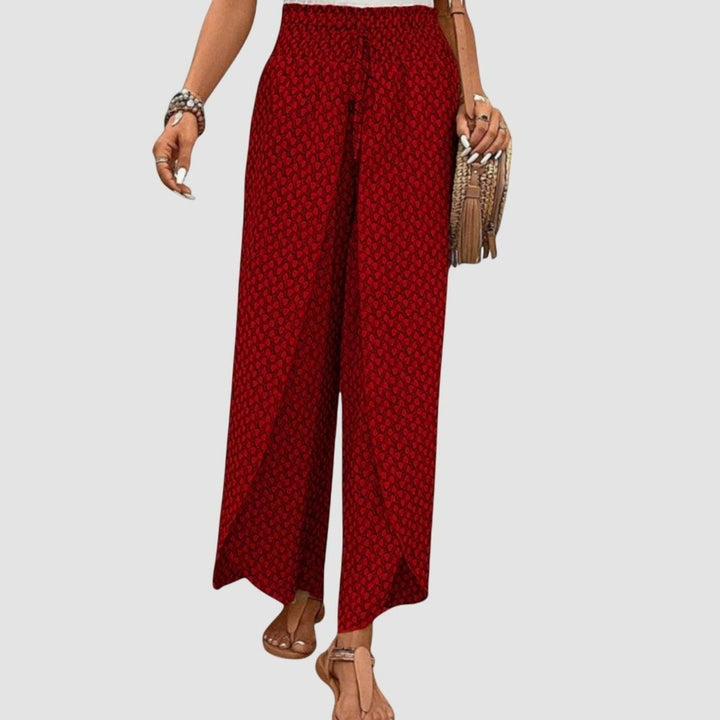Women's High-Waisted Palazzo Printed Wide-Leg Trousers