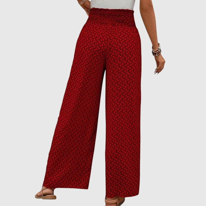 Women's High-Waisted Palazzo Printed Wide-Leg Trousers