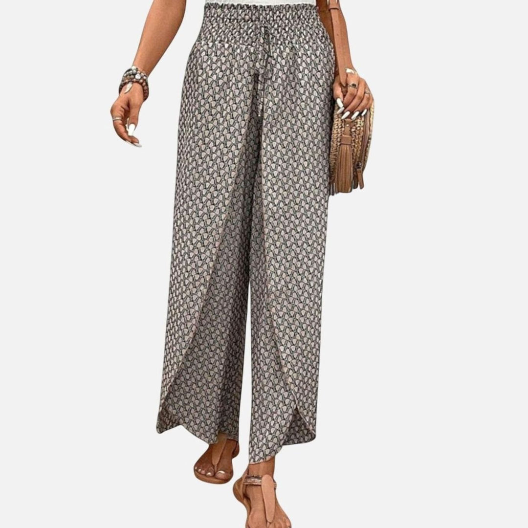 Women's High-Waisted Palazzo Printed Wide-Leg Trousers