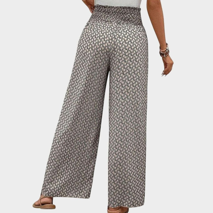 Women's High-Waisted Palazzo Printed Wide-Leg Trousers