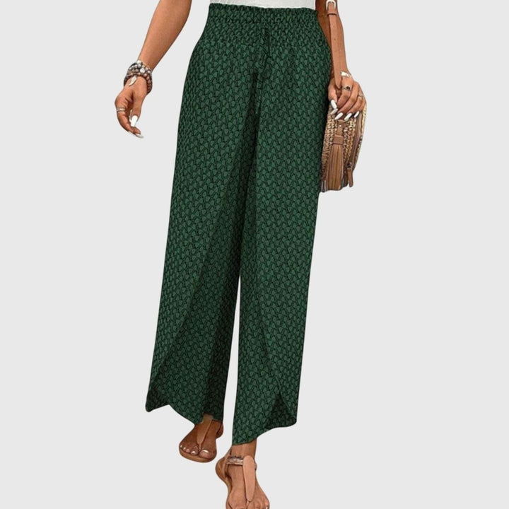 Women's High-Waisted Palazzo Printed Wide-Leg Trousers