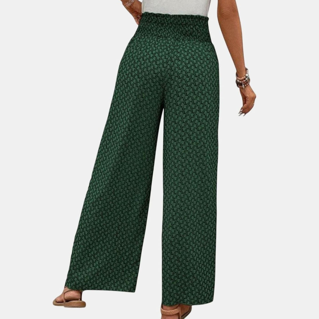 Women's High-Waisted Palazzo Printed Wide-Leg Trousers