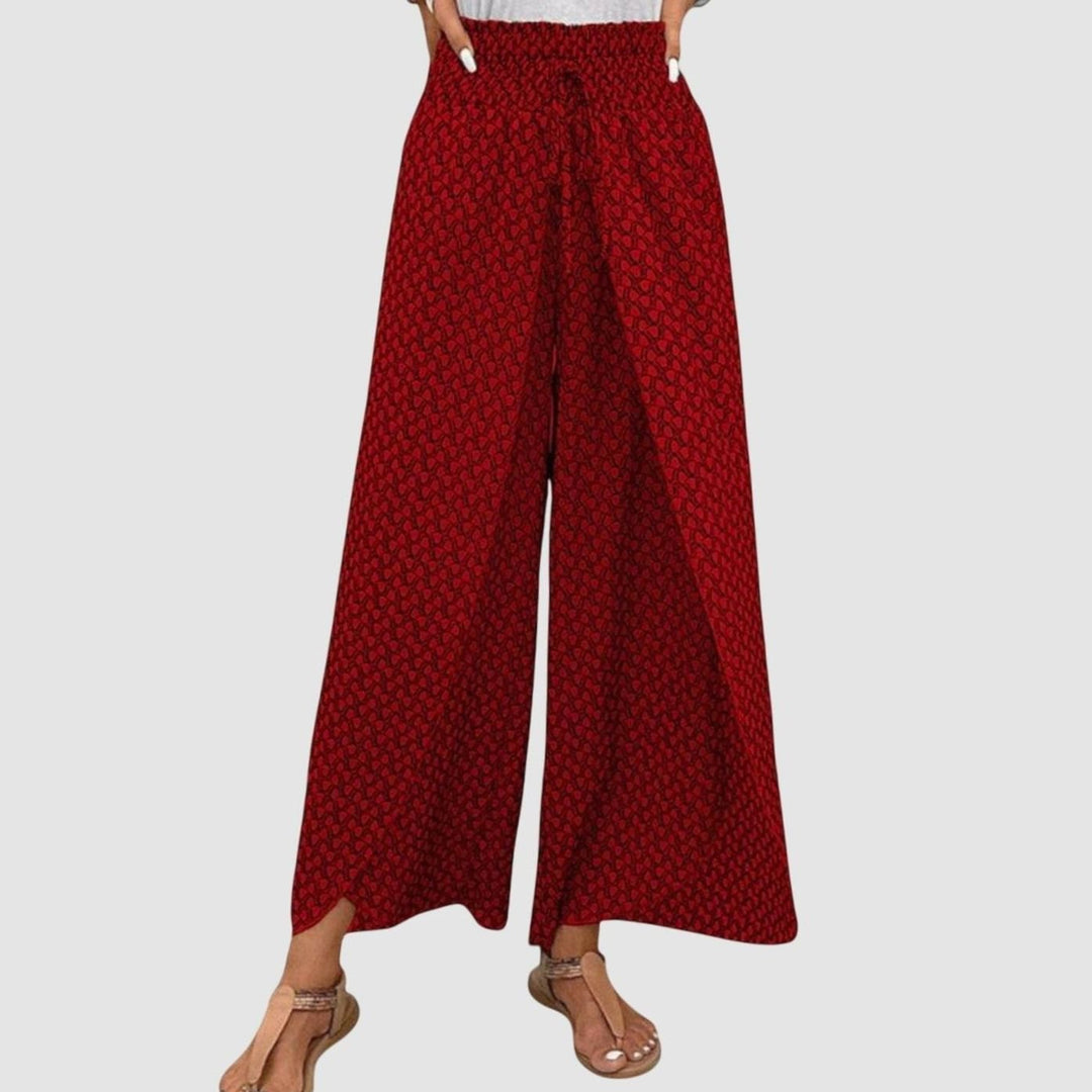 Women's High-Waisted Palazzo Printed Wide-Leg Trousers