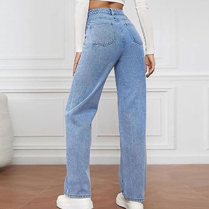 Women's High-Waisted Wide-Leg Denim Jeans Relaxed Fit