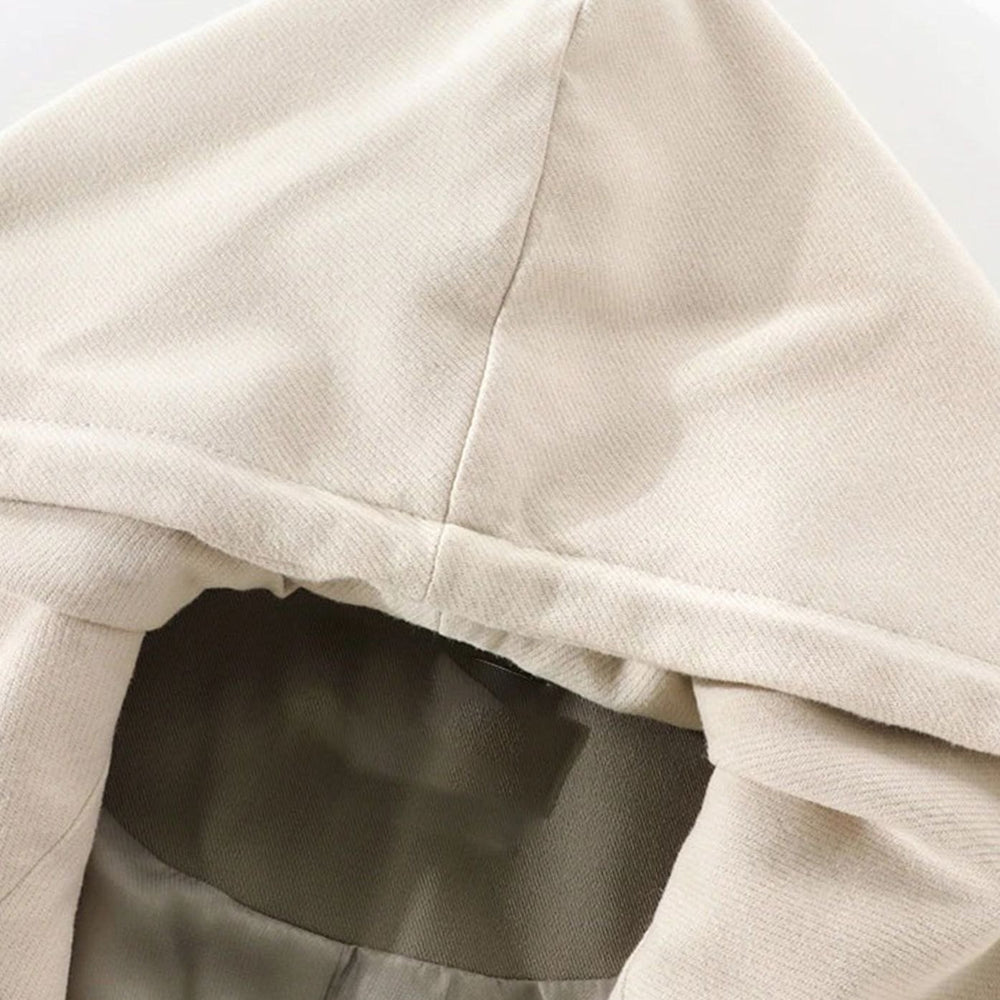 Women's Hooded Belted Trench Coat Contrast Hood Detail, Khaki