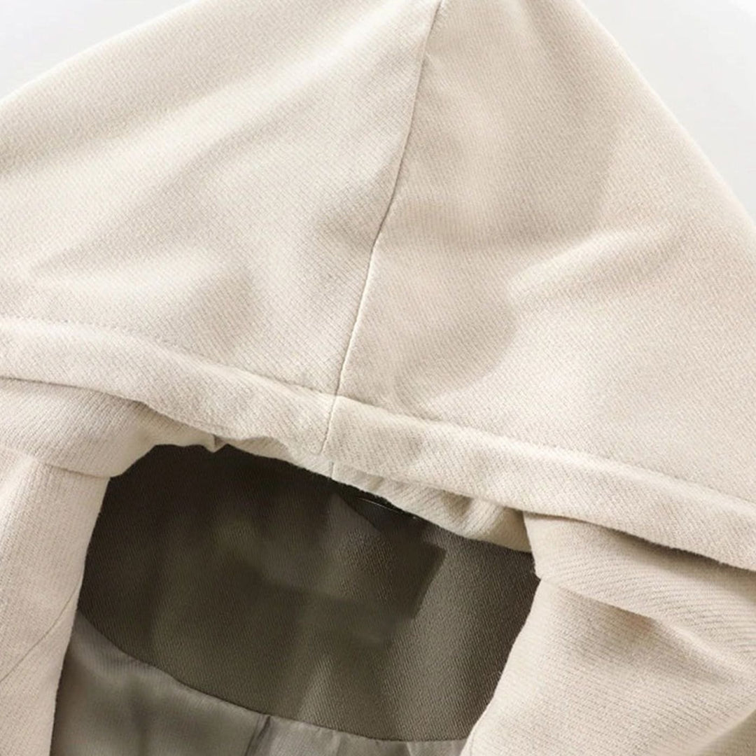 Women's Hooded Belted Trench Coat Contrast Hood Detail, Khaki