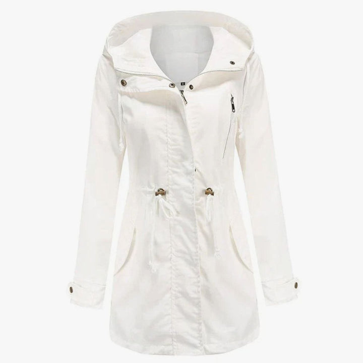 Women's Hooded Drawstring Utility Trench Coat - White