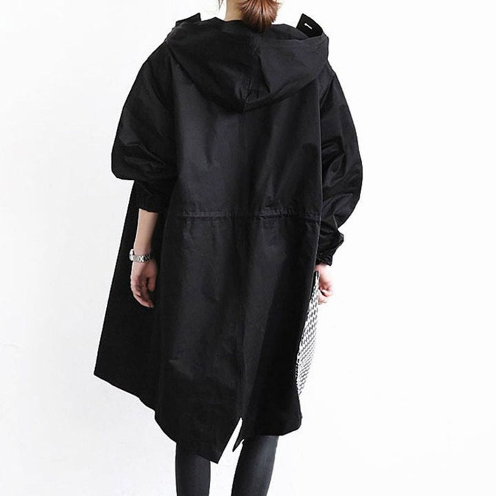 Women's Hooded Knee-Length Belted Trench Coat, Grey