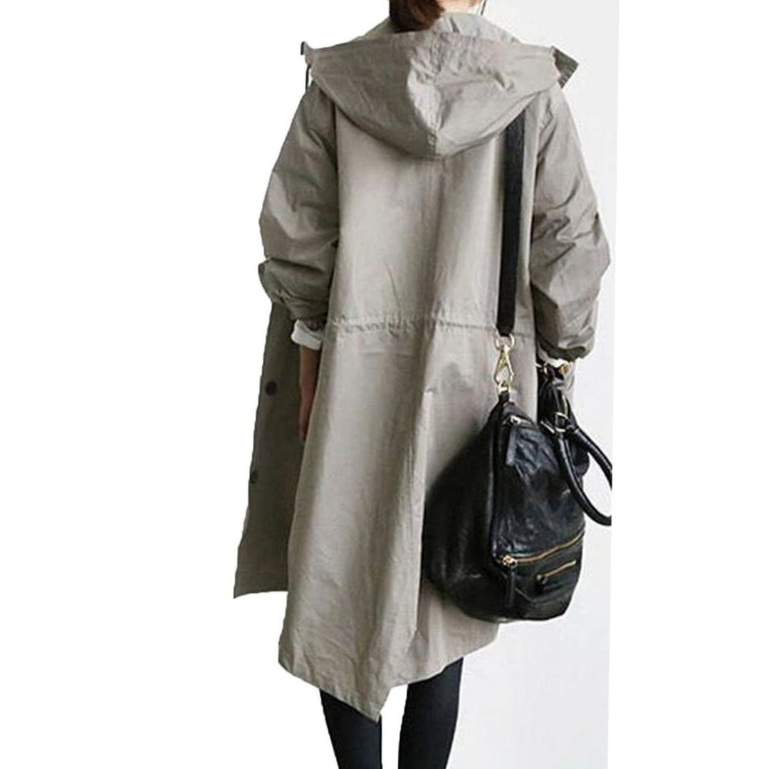 Women's Hooded Longline Drawstring Trench Coat