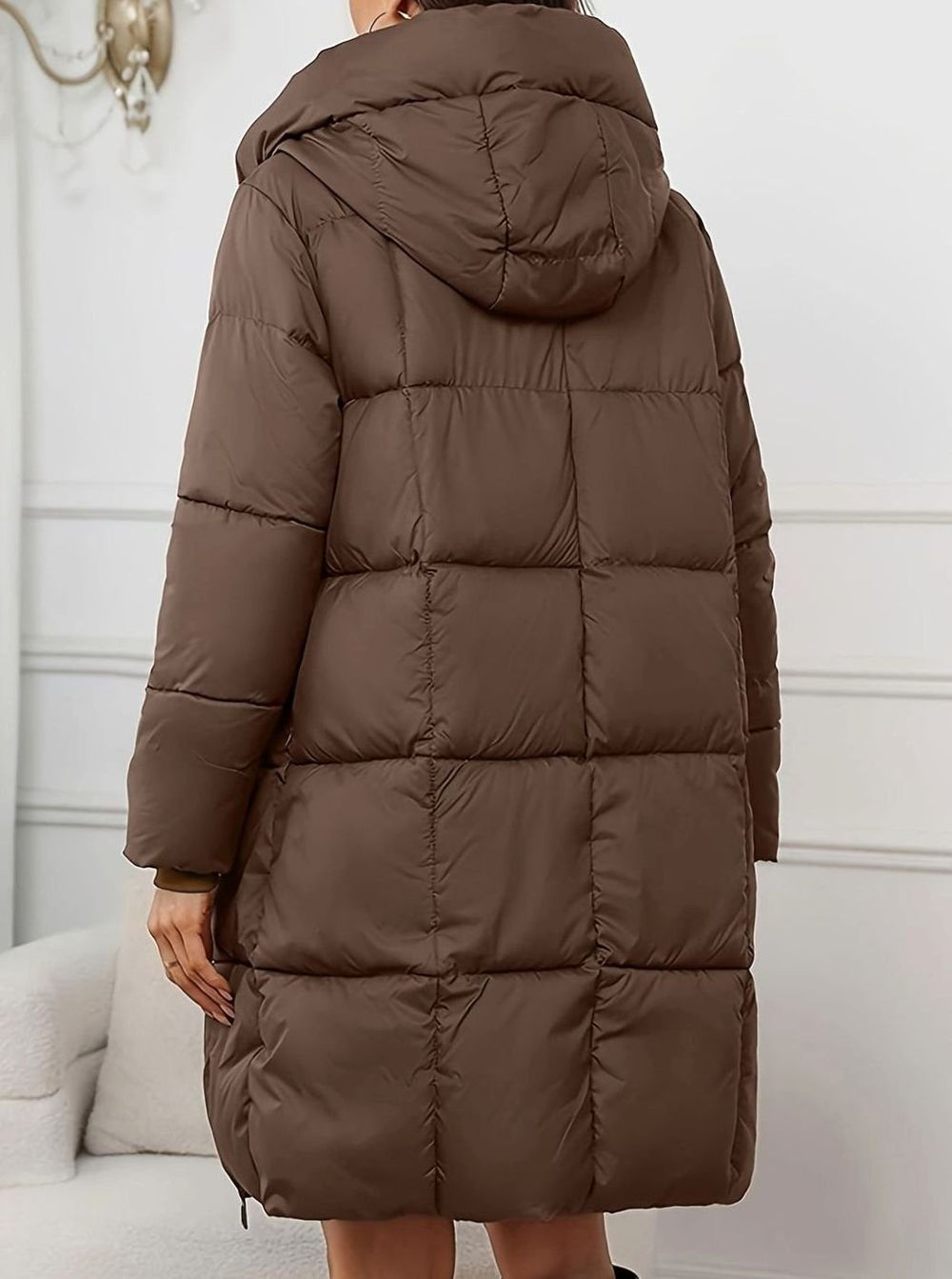 Women's Hooded Longline Quilted Puffer Coat