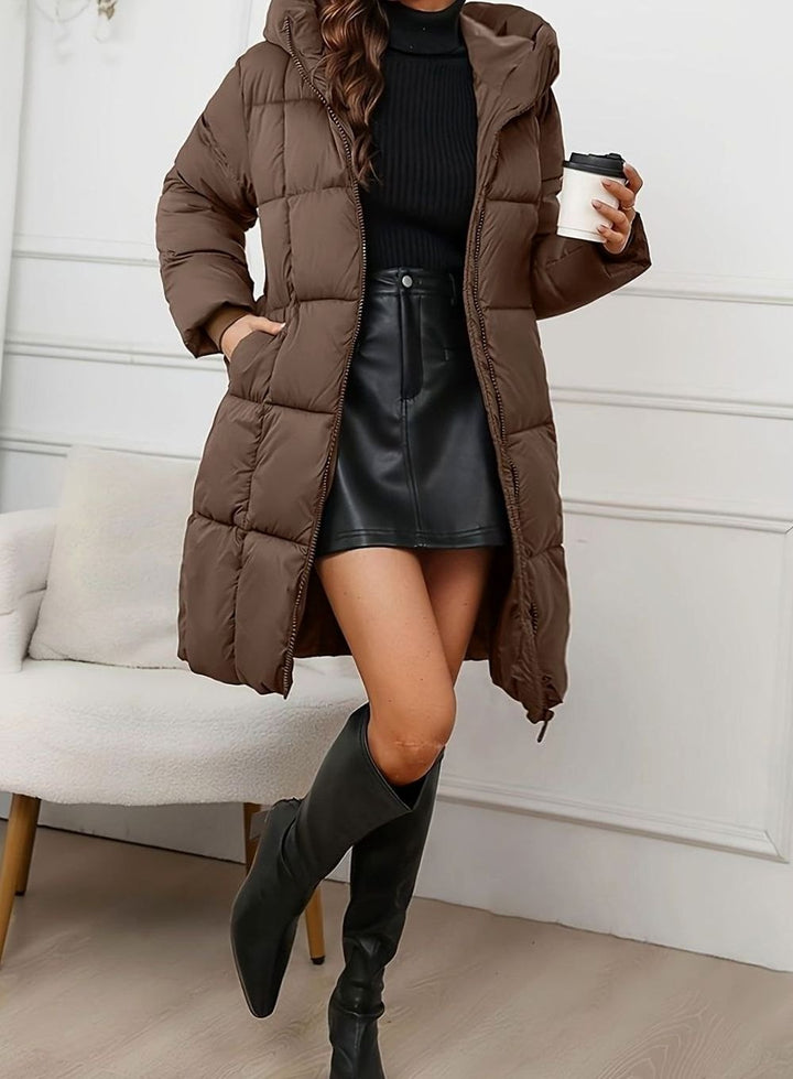 Women's Hooded Longline Quilted Puffer Coat