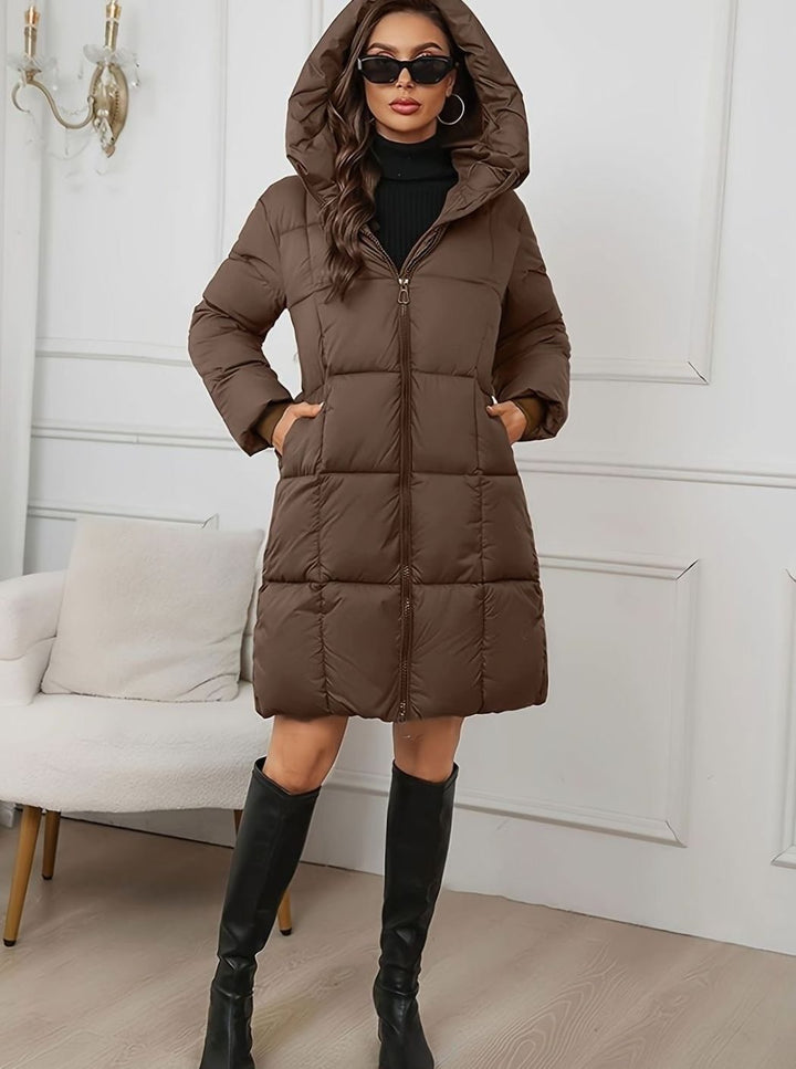 Women's Hooded Longline Quilted Puffer Coat