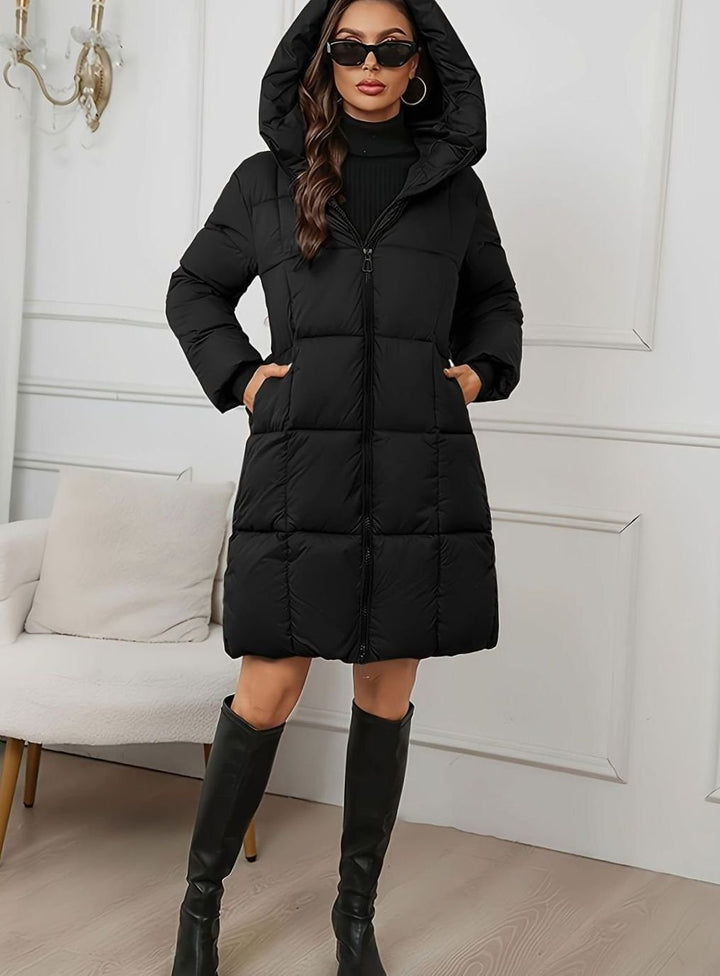 Women's Hooded Longline Quilted Puffer Coat