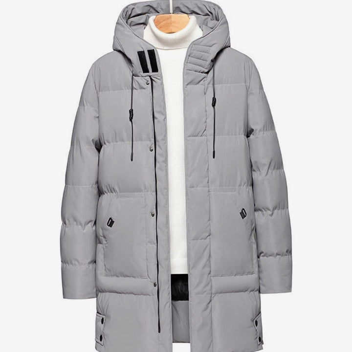Women's Hooded Quilted Puffer Coat Water-Resistant Long Winter Jacket - Grey