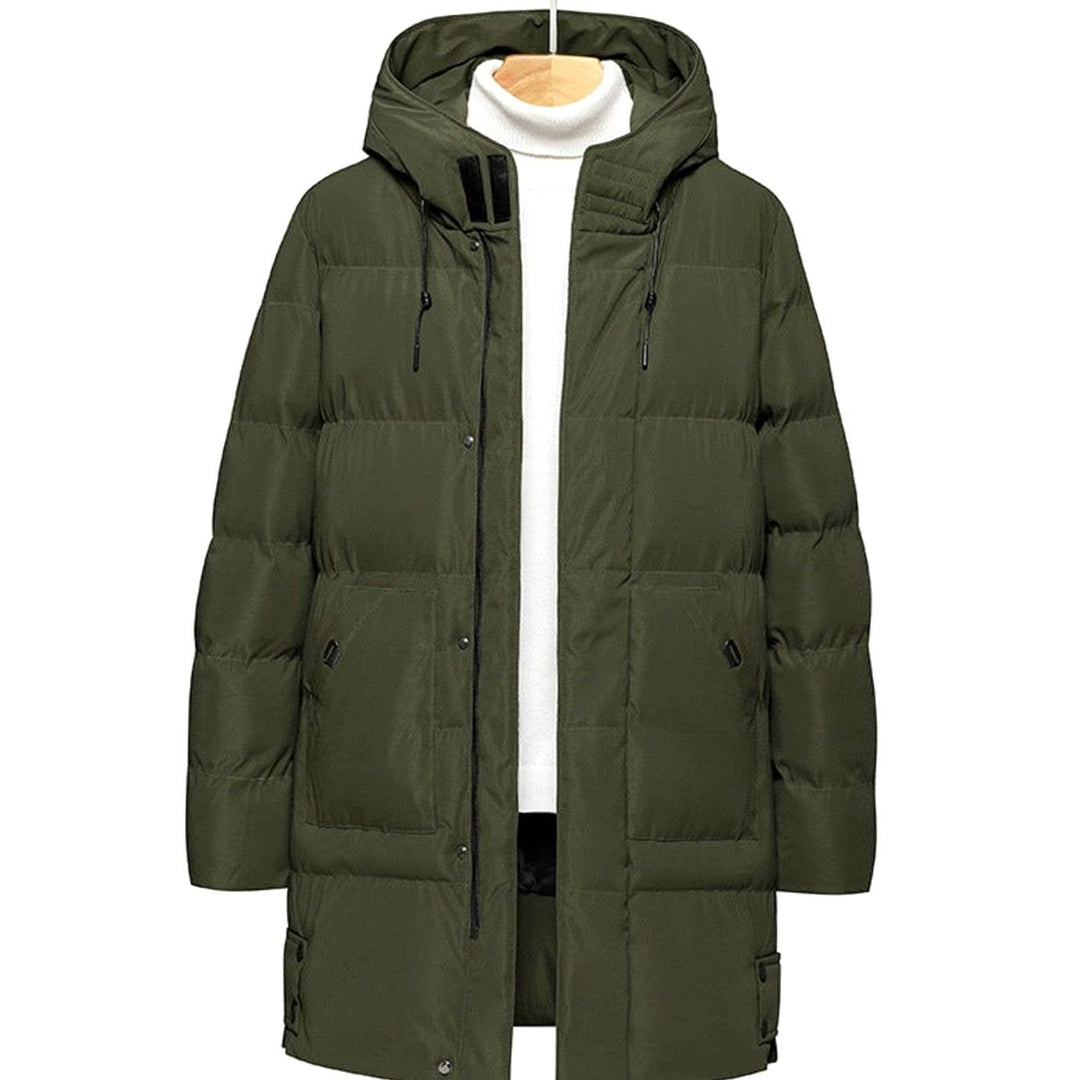 Women's Hooded Quilted Puffer Coat Water-Resistant Long Winter Jacket - Green