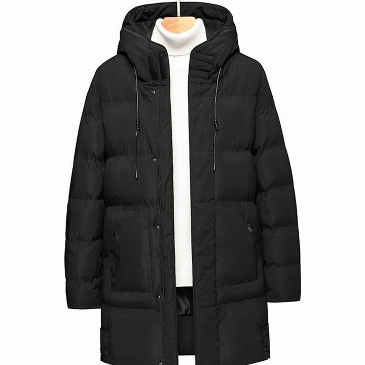 Women's Hooded Quilted Puffer Coat Water-Resistant Long Winter Jacket - Black