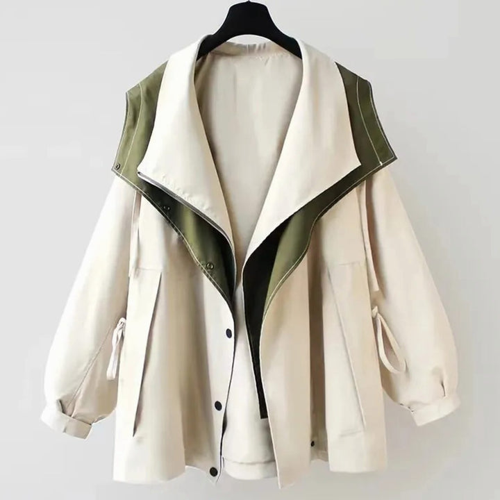 Women's Hooded Water-Repellent Elasticated-Waist Trench Coat - White