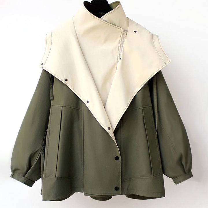 Women's Hooded Water-Resistant Elasticated-Waist Trench Coat