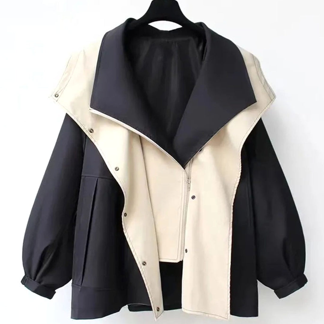 Women's Hooded Water-Resistant Elasticated-Waist Trench Coat - Black