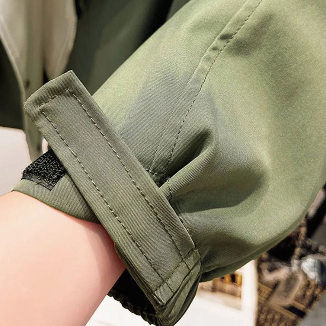 Women's Hooded Water-Resistant Elasticated-Waist Trench Coat