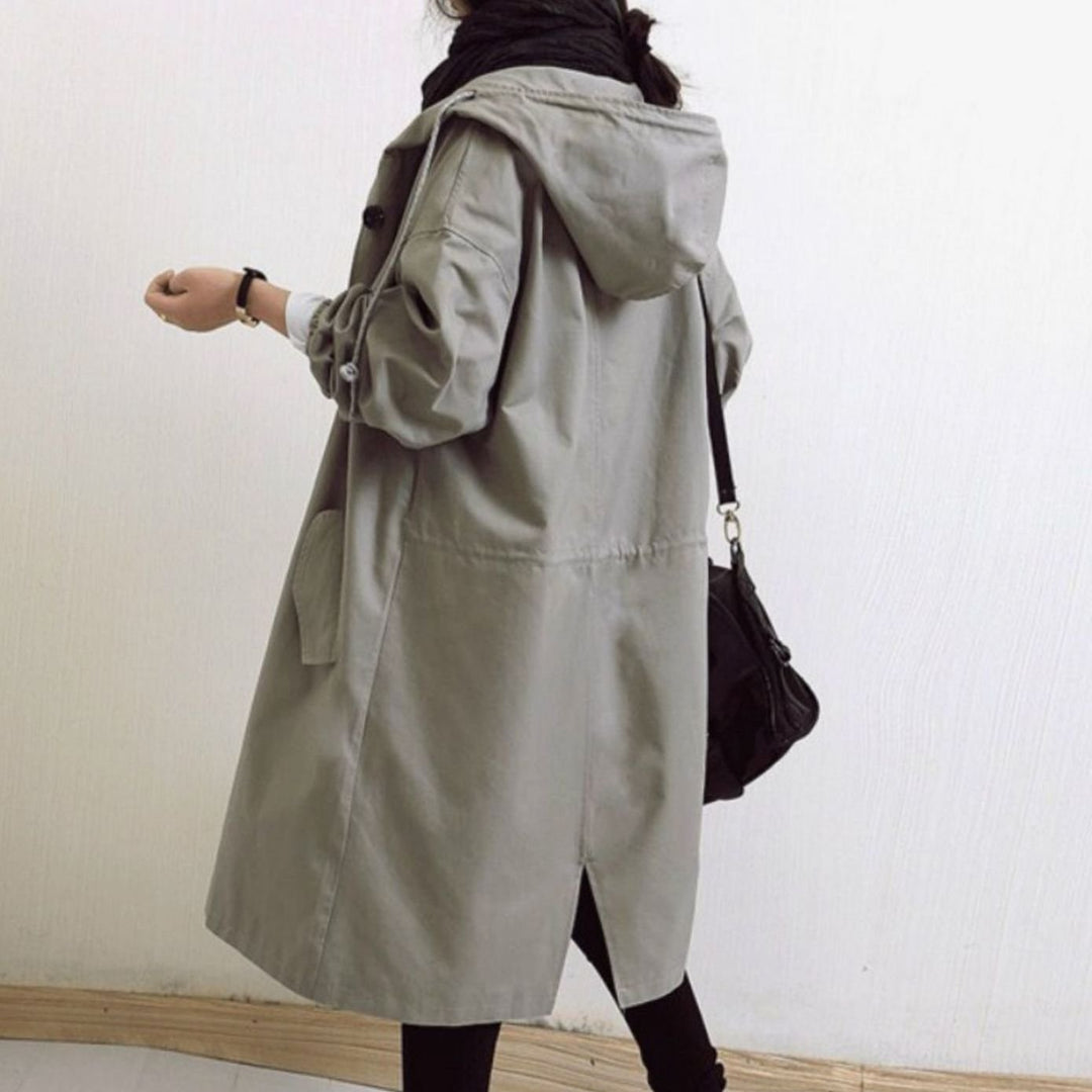 Women's Hooded Water-Resistant Longline Trench Coat