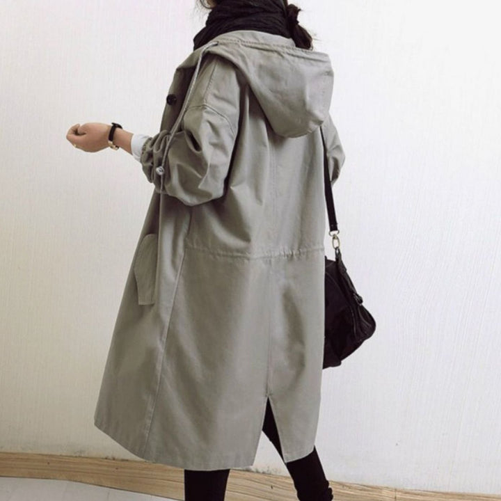 Women's Hooded Water-Resistant Longline Trench Coat