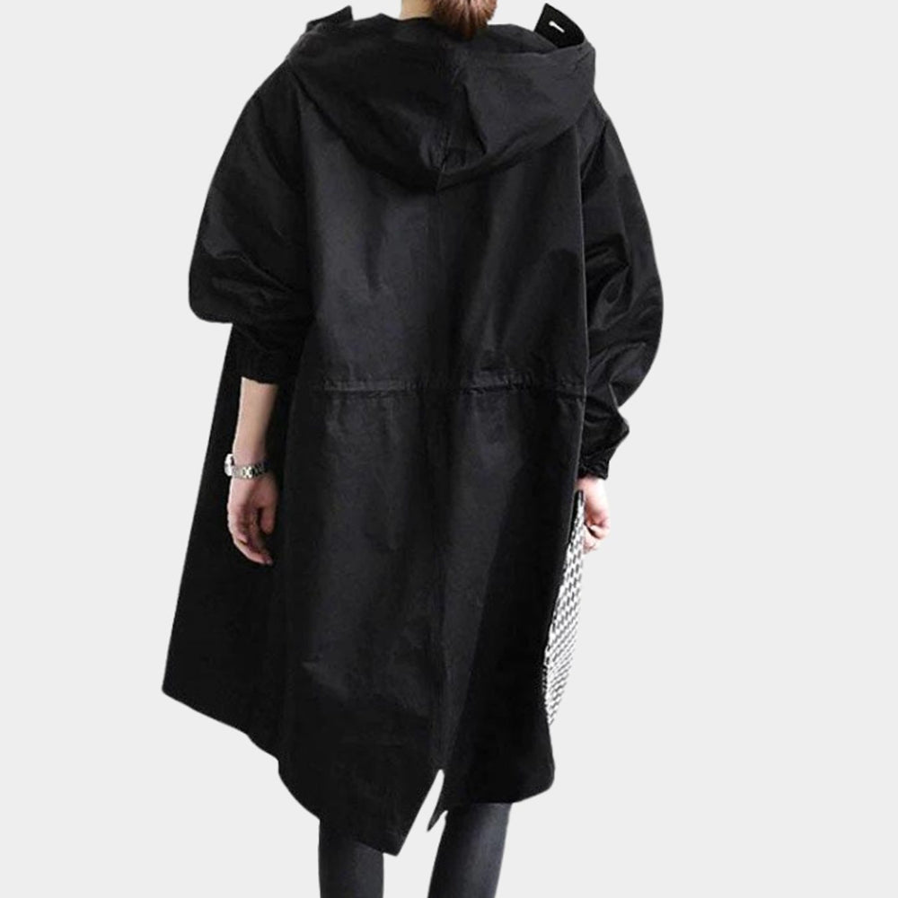 Women's Hooded Water-Resistant Longline Trench Coat