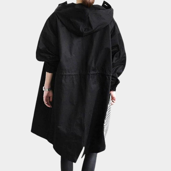 Women's Hooded Water-Resistant Longline Trench Coat