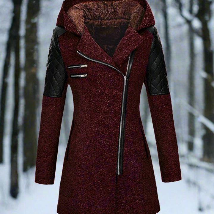 Women's Hooded Wool-Blend Asymmetric Zip Trench Coat