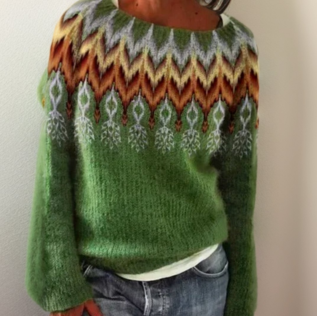 Women's Icelandic Fair Isle Knitted Jumper Round Neck