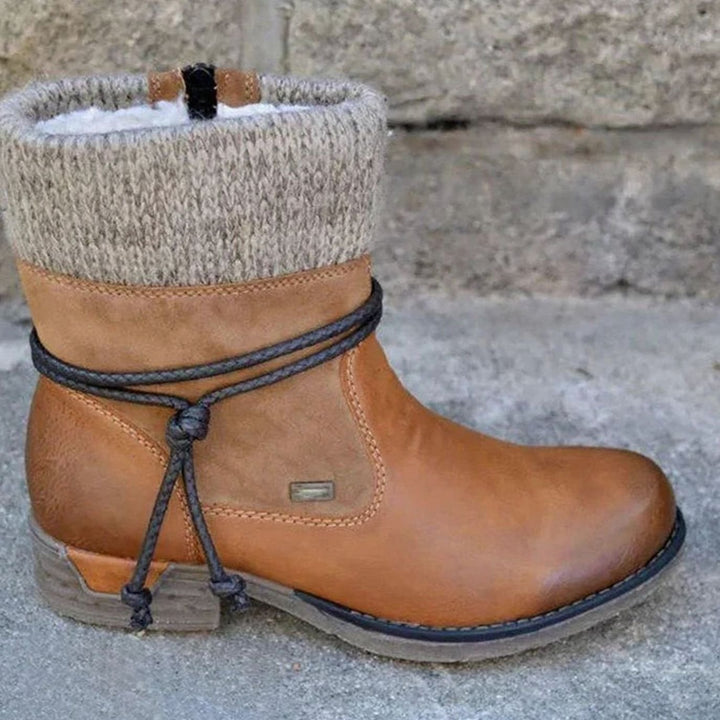 Women's Knit-Cuff Lace-Up Ankle Boots