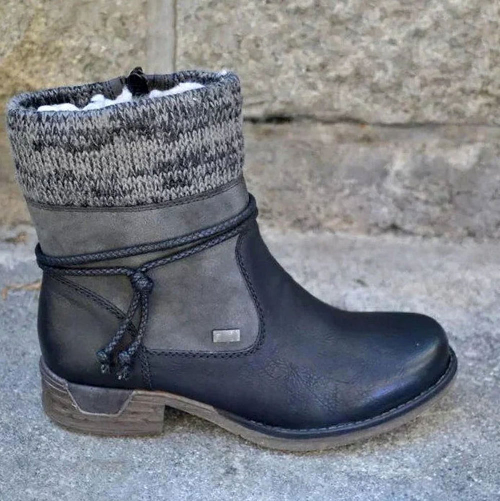 Women's Knit-Cuff Lace-Up Ankle Boots