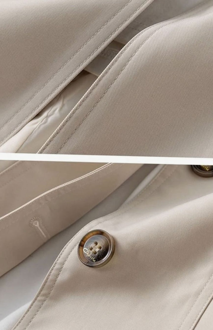 Women's Korean-Style Belted Lapel Trench Coat