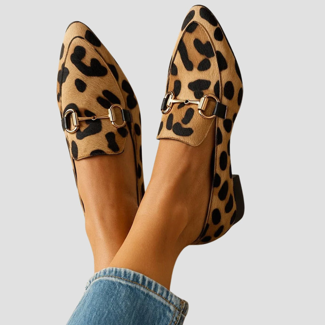 Women's Leopard-Print Horsebit Cushioned Flat Loafers