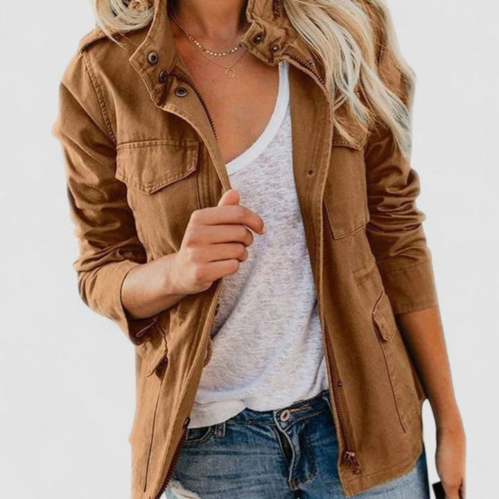 Women's Lightweight Drawstring-Waist Utility Jacket - Khaki