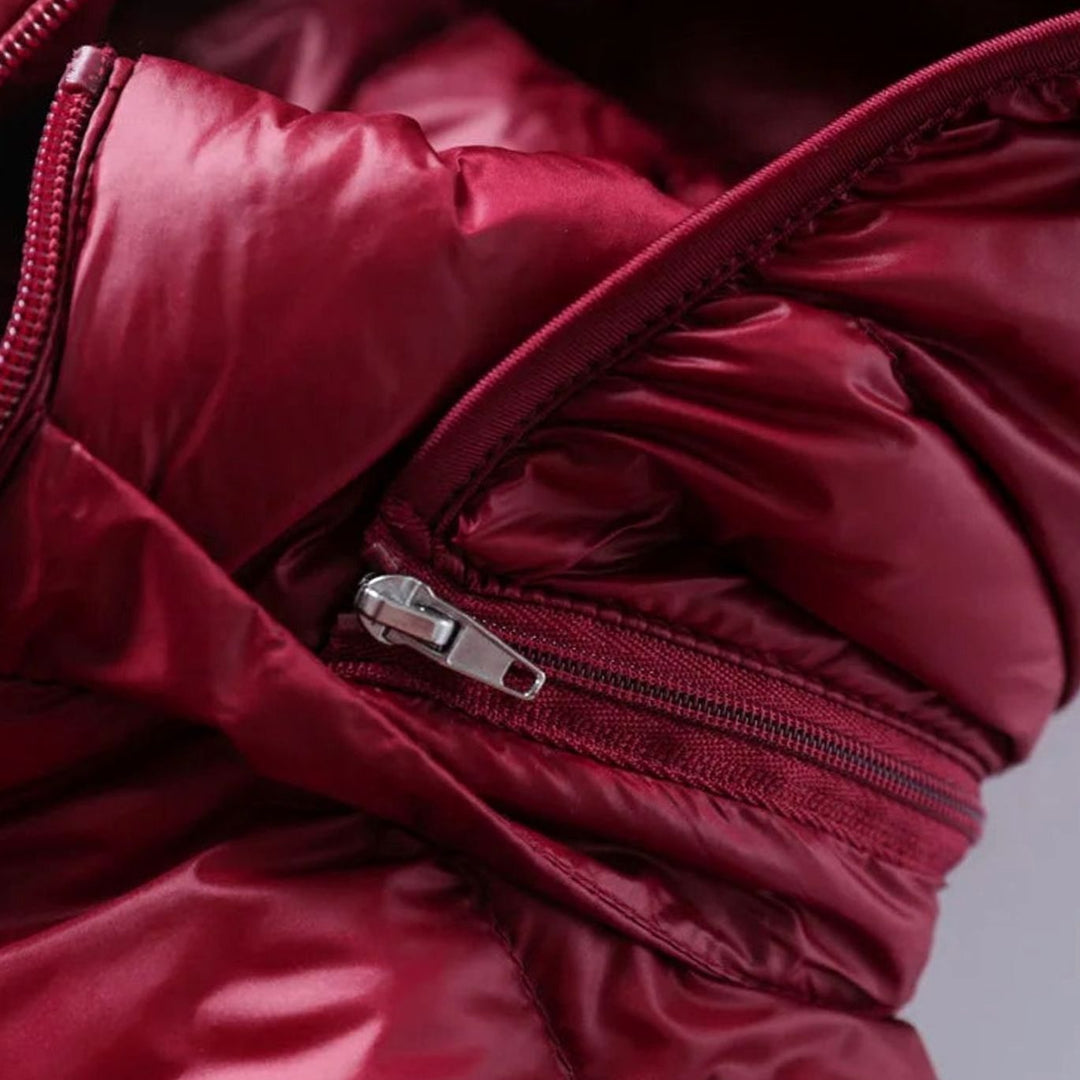 Women's Lightweight Long Hooded Puffer Coat Zip-Up