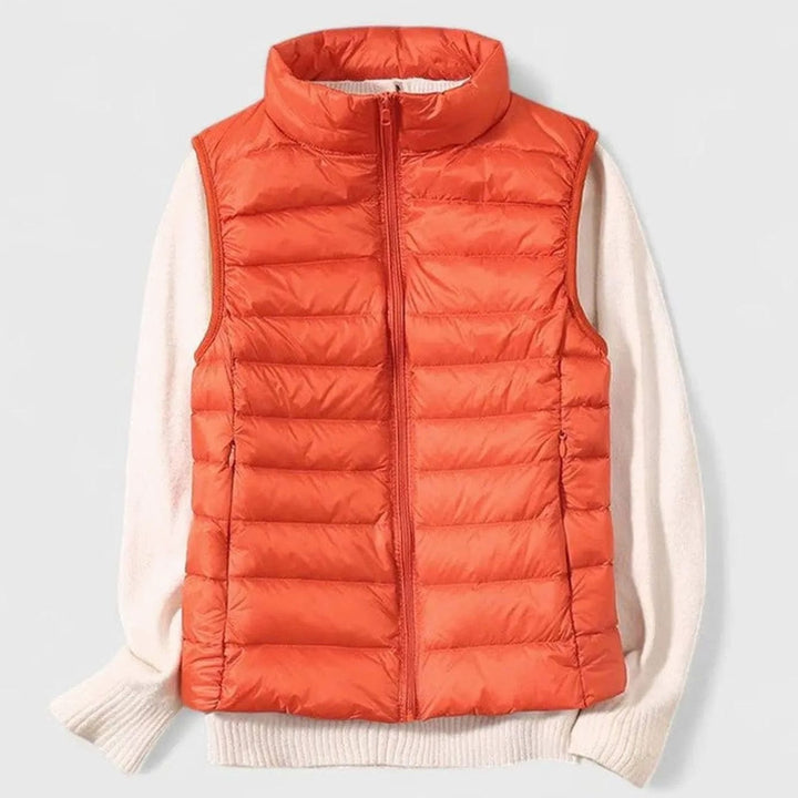 Women's Lightweight Quilted Sleeveless Puffer Vest Gilet - Orange