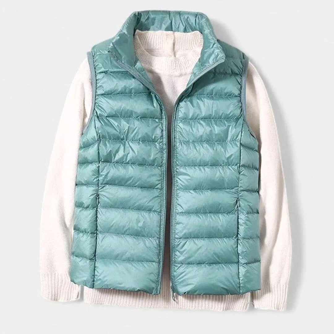 Women's Lightweight Quilted Sleeveless Puffer Vest Gilet - Light Blue