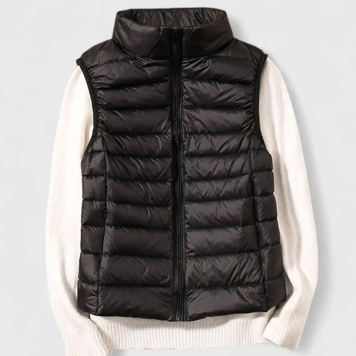 Women's Lightweight Quilted Sleeveless Puffer Vest Gilet - Black