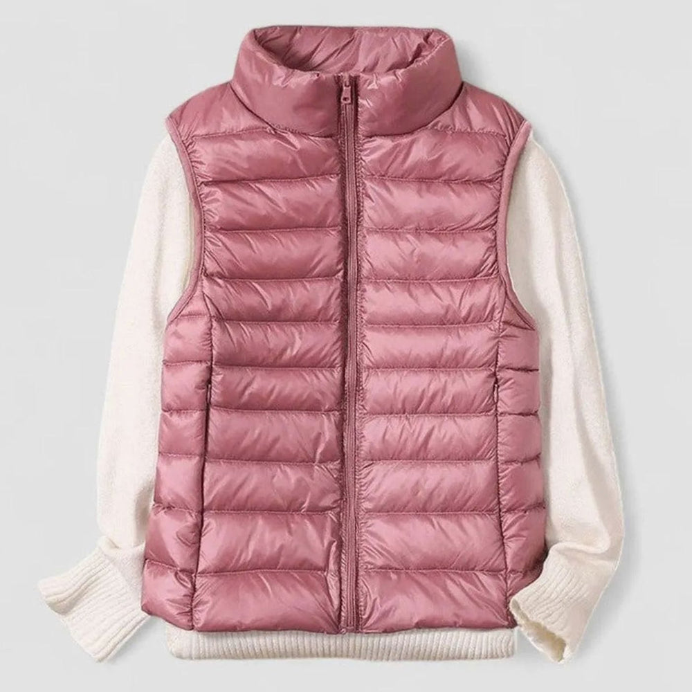 Women's Lightweight Quilted Sleeveless Puffer Vest Gilet - Pink