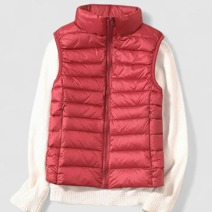 Women's Lightweight Quilted Sleeveless Puffer Vest Gilet - Red