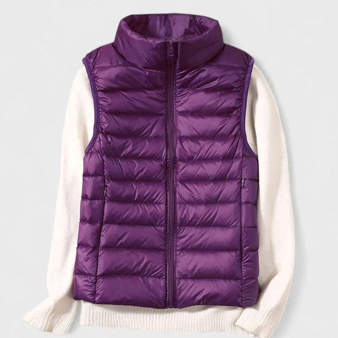 Women's Lightweight Quilted Sleeveless Puffer Vest Gilet - Purple
