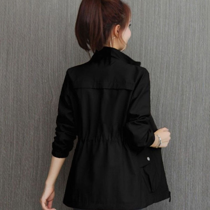 Women's Lightweight Zip-Up Trench Coat Elasticated Waist