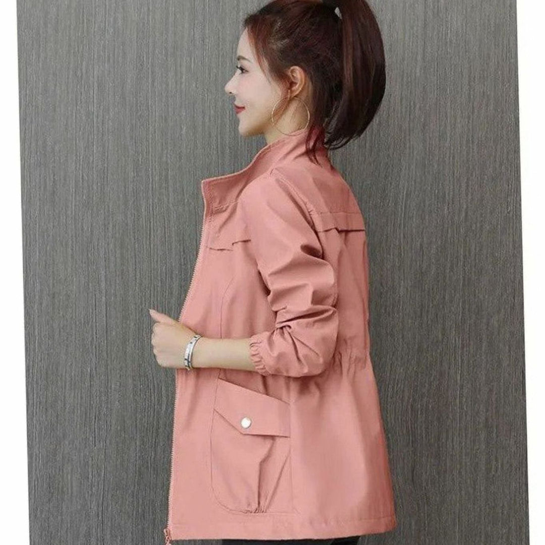 Women's Lightweight Zip-Up Trench Coat Elasticated Waist