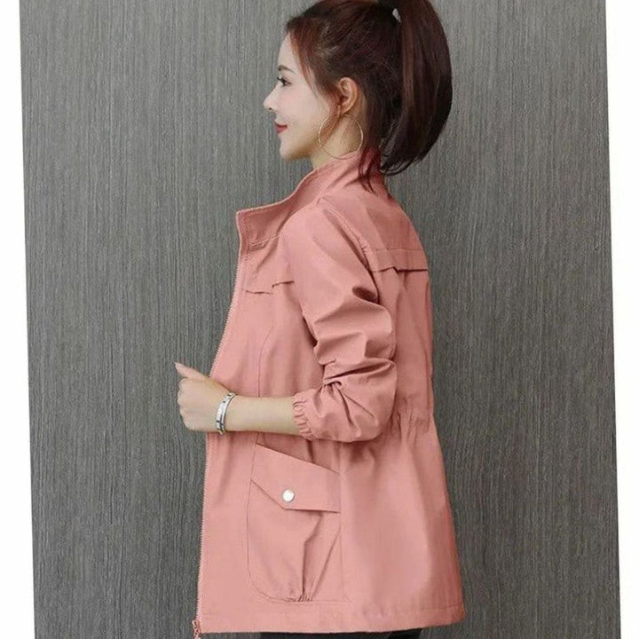 Women's Lightweight Zip-Up Trench Coat Elasticated Waist