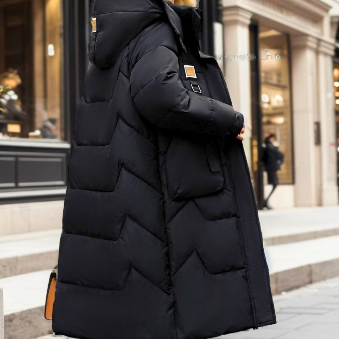 Women's Long Quilted Hooded Puffer Coat Oversized Fit