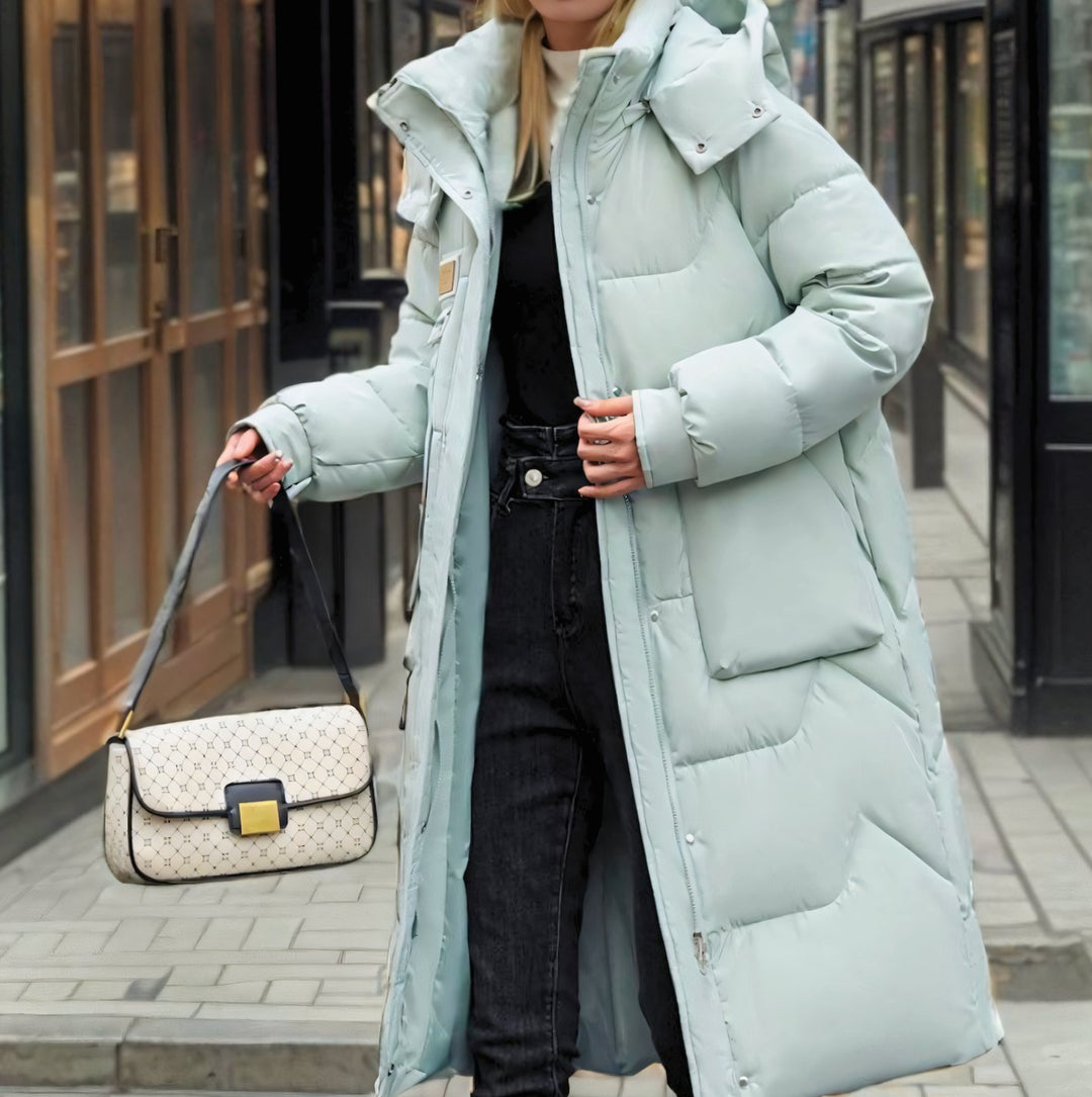 Women's Long Quilted Hooded Puffer Coat Oversized Fit